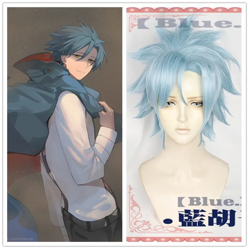 

New Anime ID:INVADED Akihito Narihisago Cosplay Wig Blue Styled Synthetic Heat Resistant Halloween Role Play for Adult
