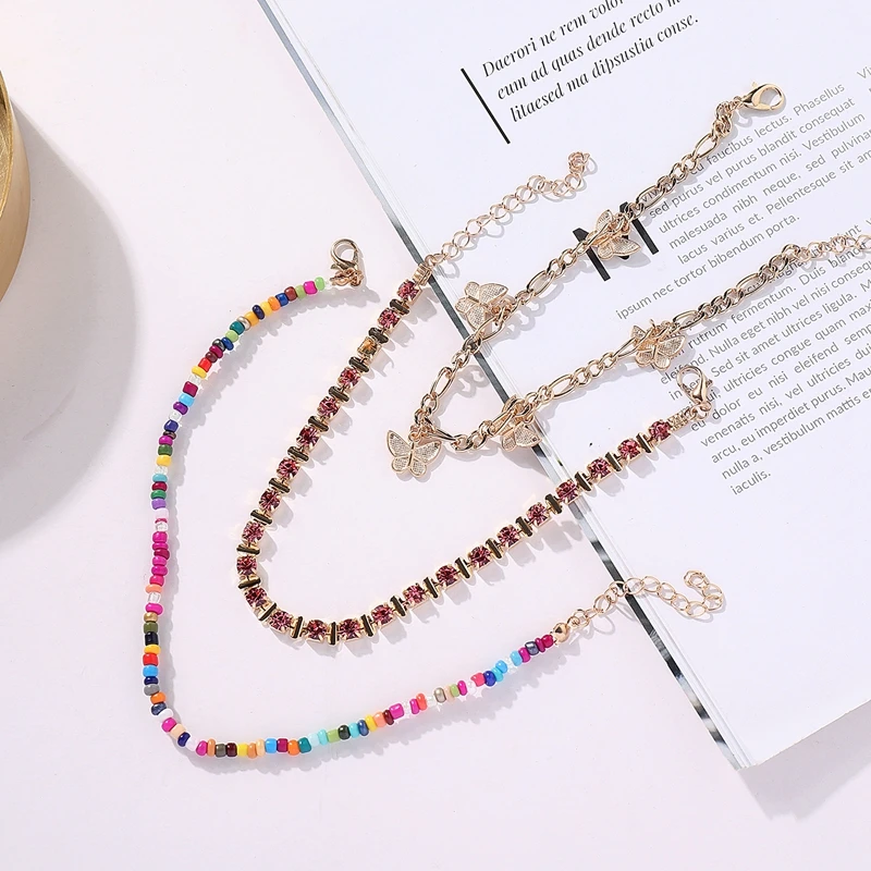 

Top Quality colorful beaded Anklet Dainty Decorative Pendant Charm Foot Chain for Woman Girls Gift Alloy Feet Jewelry