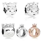 Драгоценные бусины для принца и принцессы, подходят к оригинальному браслету Pandora и necklace Ю, подвеска, Аутентичные аксессуары для короны Bijoux