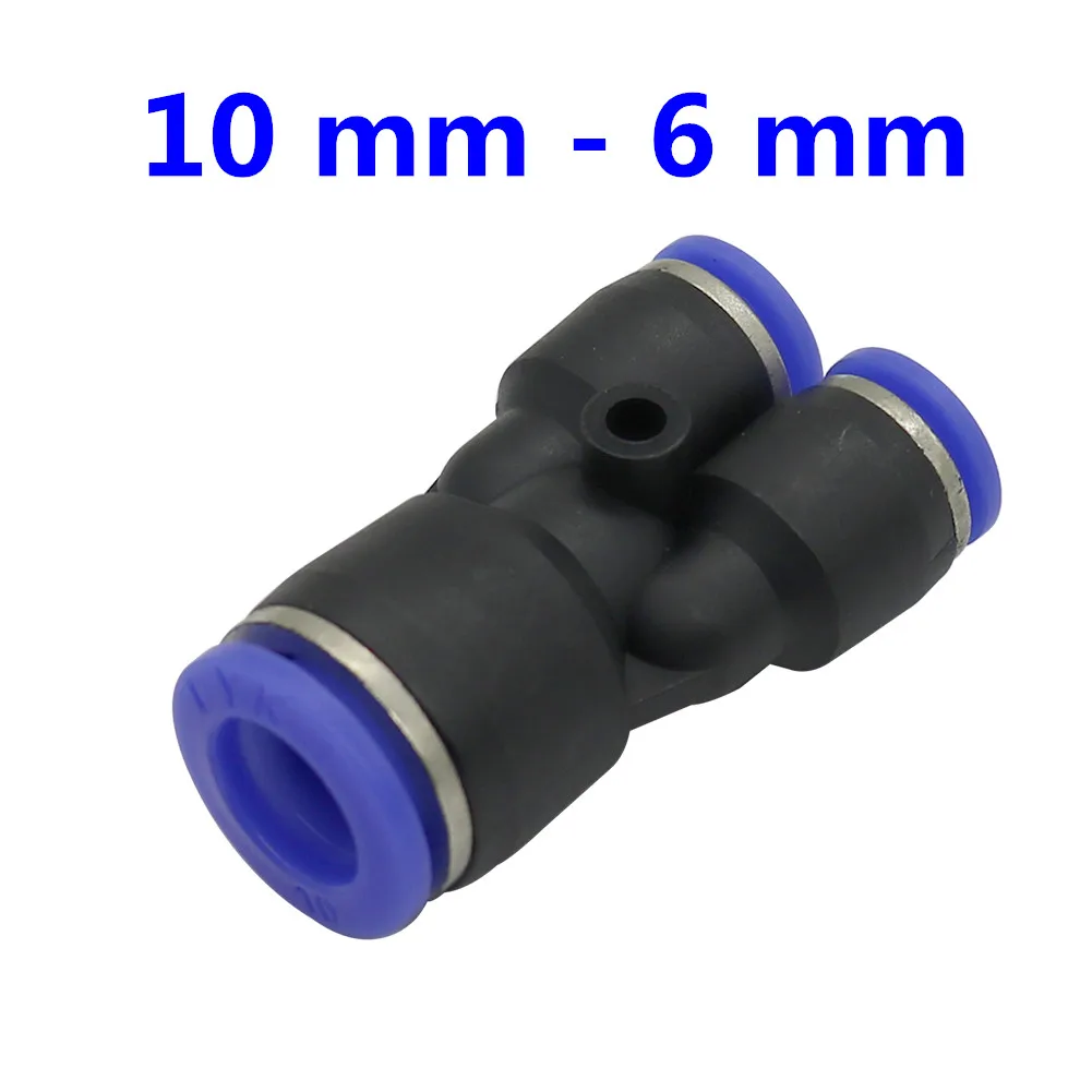 10mm-6mm Пневматическая трубка с 3 портами Y, 12 мм, 8 мм, 10 мм, 6 мм, 4 мм, 16 мм, пневматический соединитель, нажимной замок, быстрое соединение - Цвет: 10mm-6mm