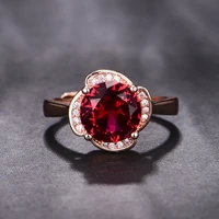 925 new product fashion temperament round ring simulation red tourmaline gemstone adjustable rose gold for women fine jewelry
