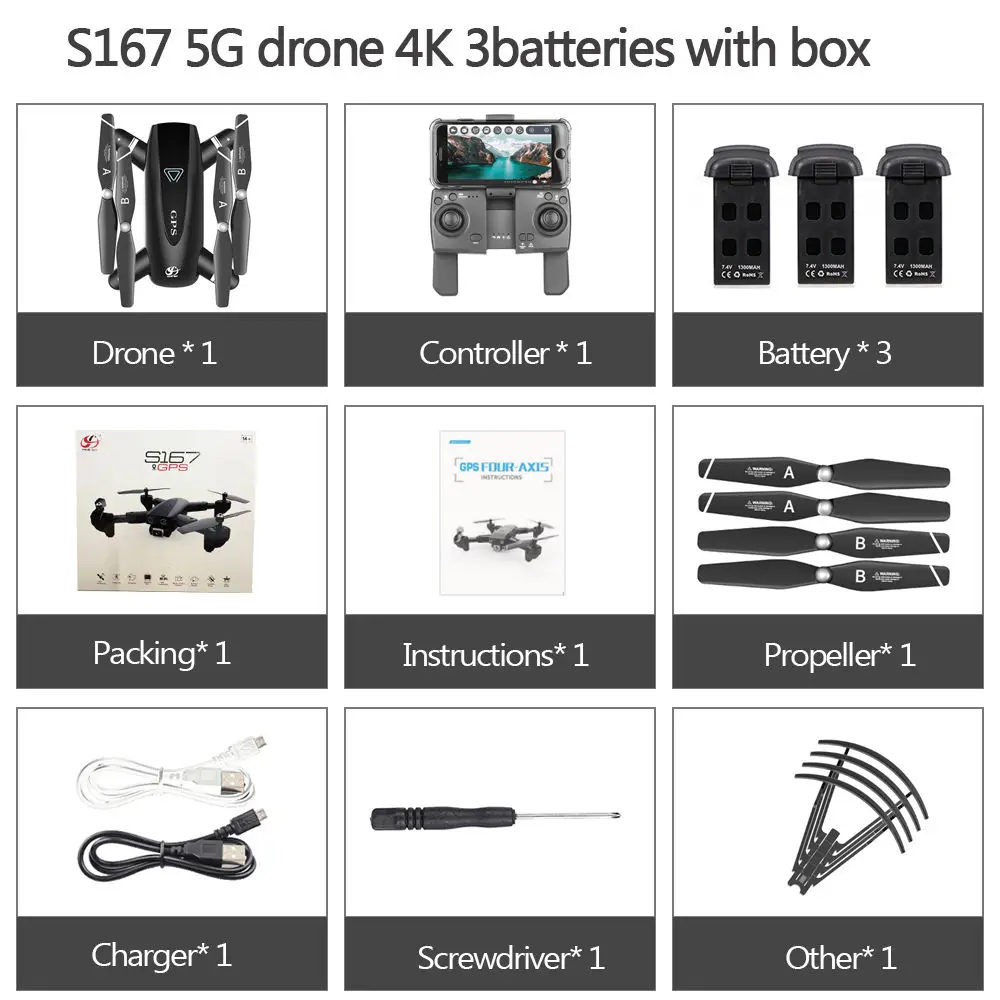 5G 3B Original Box CSJ S167 gps 5G wifi FPV Радиоуправляемый Дрон с камерой 4K Дрон с gps точка полета жеста фотографии видео авто возврат дома RC Квадрокоптер - Цвет: 5G 3B Original Box