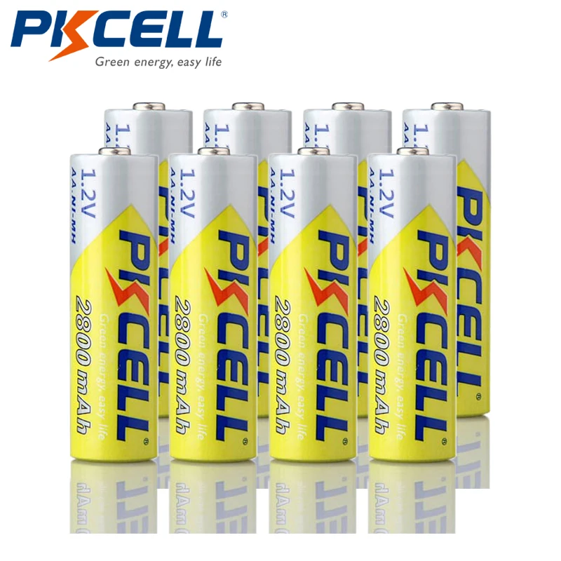 8PCS AA PKCELL Ni-MH AA батареи 2600 mAh-2800 mAh 1,2 V NiMh аккумуляторная батарея 2A батарея для фонариков камера игрушки - Цвет: 8PCS AA