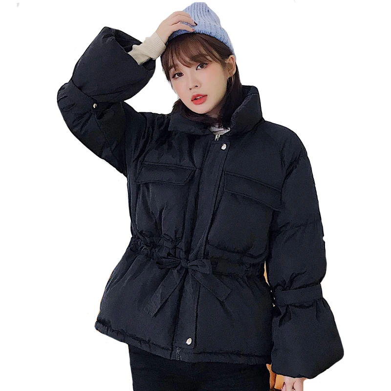 Женская Стеганая куртка с воротником стойкой короткая хлопковая парка