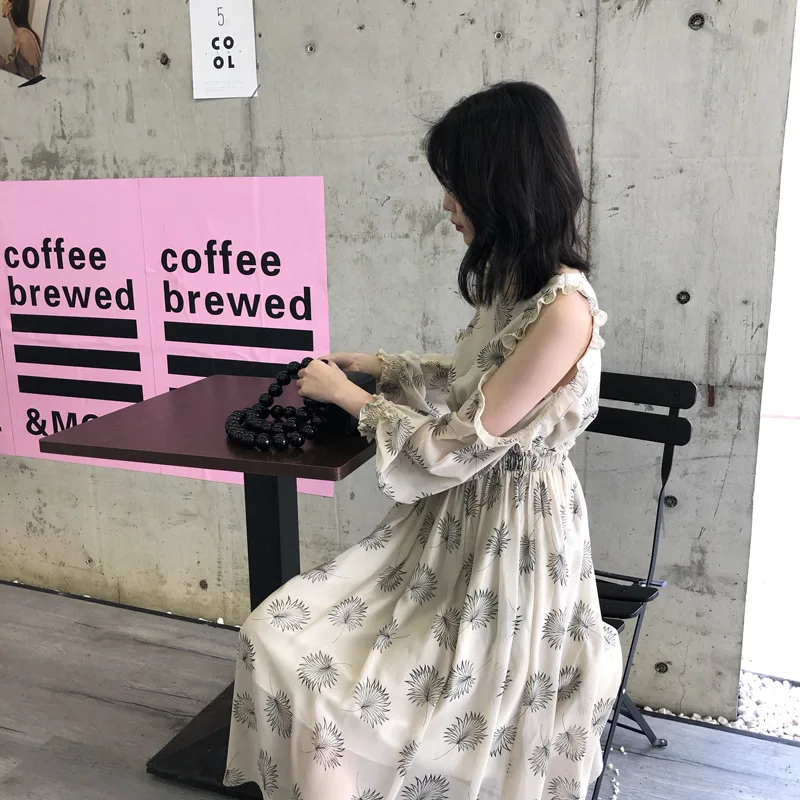 Женское платье в стиле бохо на весну и лето элегантное милое с цветочным принтом