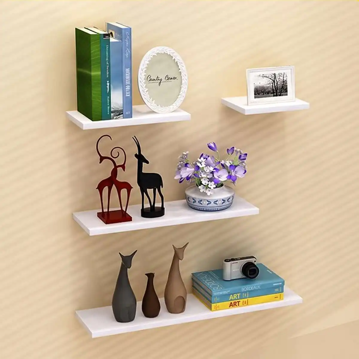 

4 шт. современные настенные деревянные полки, плавающие настенные полки, доски для дома, комнаты, настенный висячий дисплей, декор «сделай са...