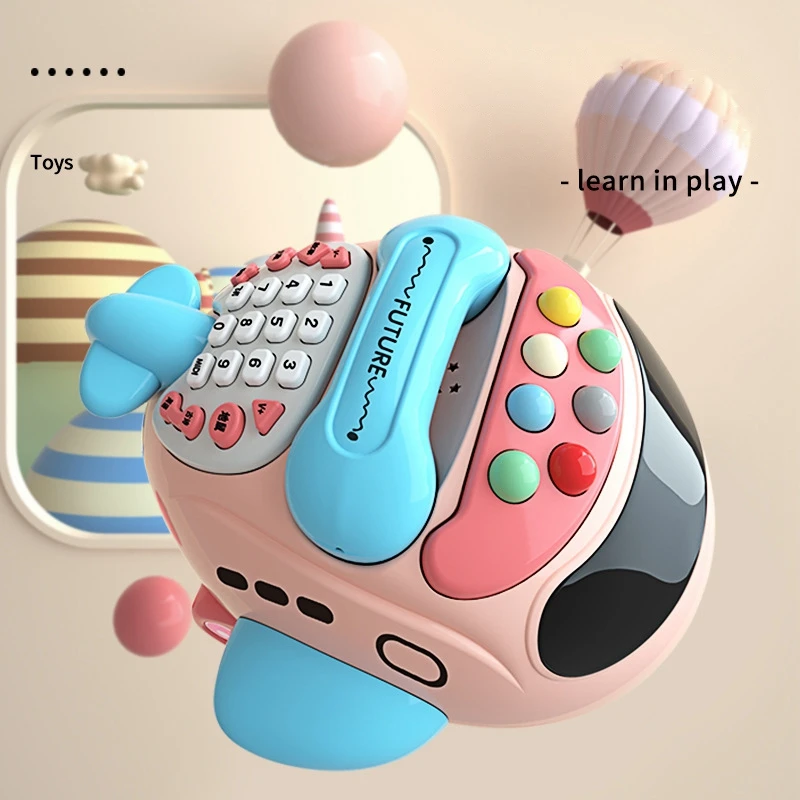 

Phone Toy Airplane Shape Intelligence Development Eco-Friendly Cartoon Plane Music Phone Toy for Infants Toy