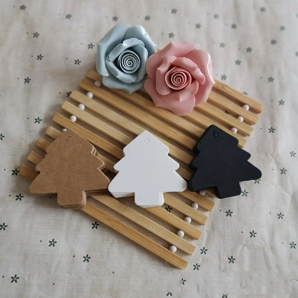 100 шт Рождественская елка бирки коричневый черный белый маркированные пустые