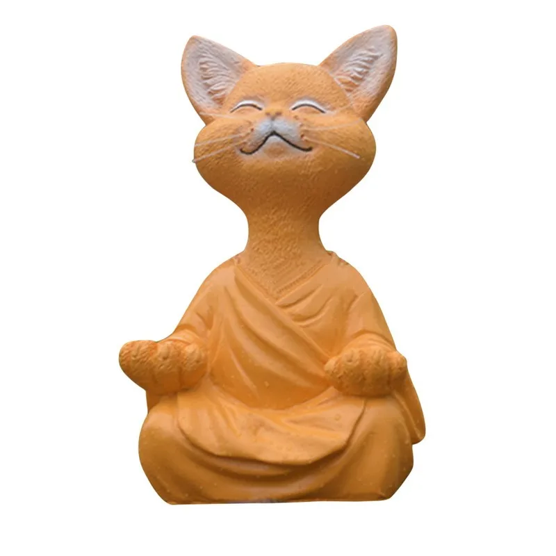 

Whimsical Black Buddha Cat Figurine Meditation Yoga Collectible Happy Cat Decor Home Garden Decoration Garden Ornament #t1p