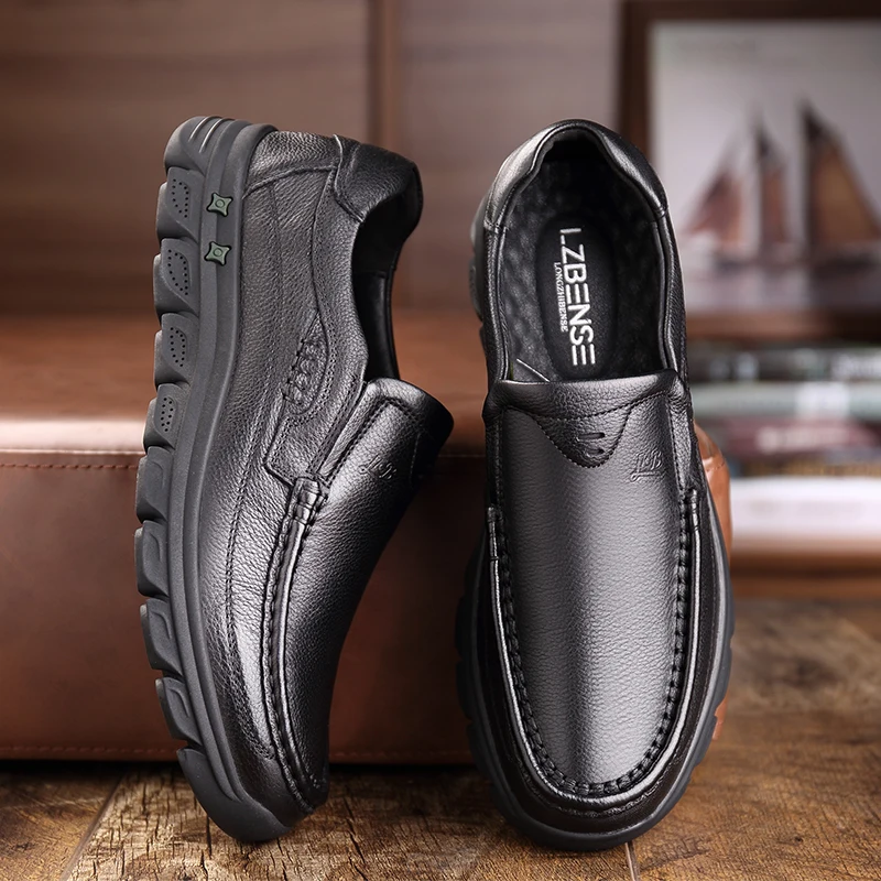 2019 новые домашние тапочки из натуральной кожи Для мужчин удобная обувь Лоферы