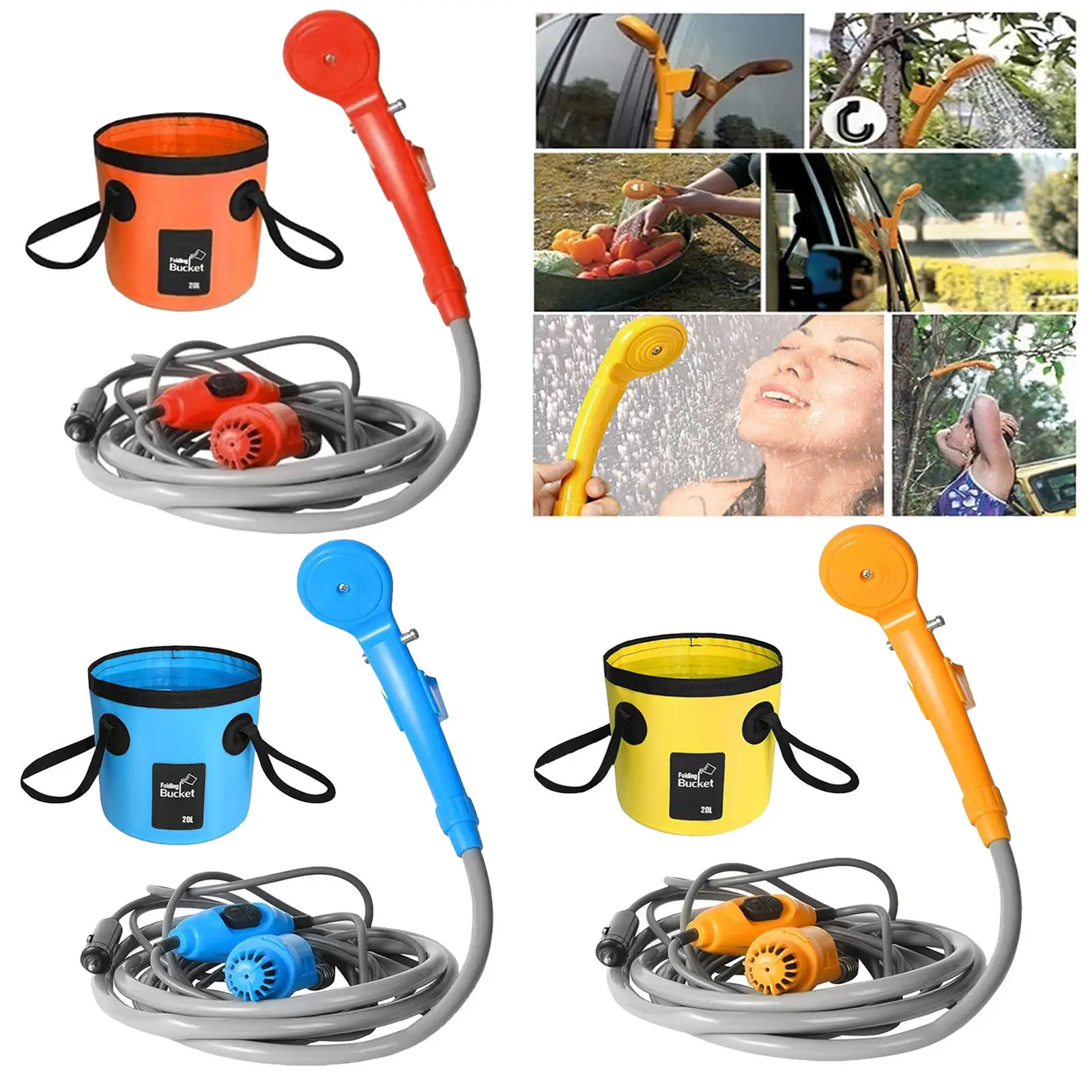 

12V Portable Camping Shower Pump Car Plug Charging Electric Travel Outdoor