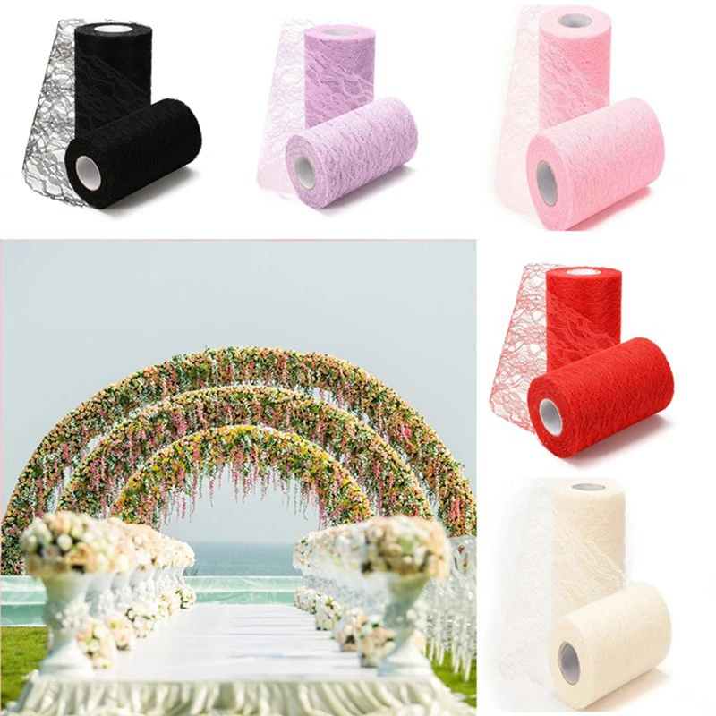 

Organza Tulle Roll Spool Solid Net Lace Fabric For Wedding Decoration Tutu Skirt Chair Sash Bow Table Runner Party Ornament