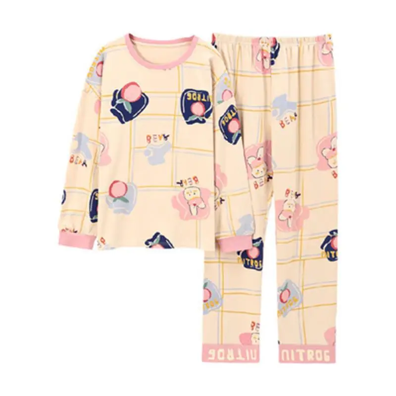 

Pajamas women's long-sleeved trousers cotton spring and autumn two-piece home service female student autumn sweet casual family