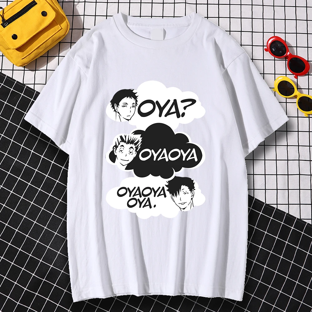 

Short Sleeve Mens Round Neck T-Shirts Oya Haikyuu Printing Clothes Oversized Comfortable T Shirts Men's Graphic Anime