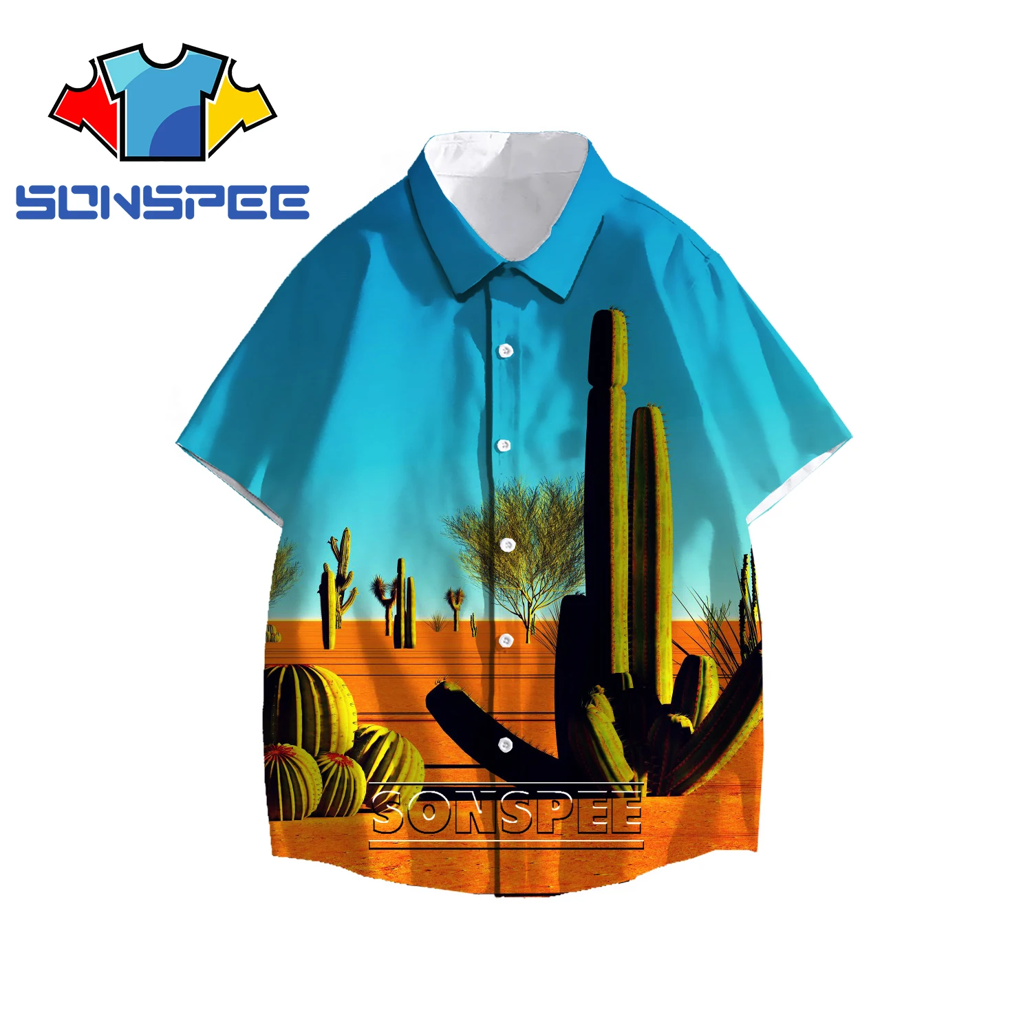 

SONSPEE 3D Print Cactus plant Desert Harajuku Hawaiian Shirt Men Women Street Summer Shirt Tropical Beach Casual Short Sleeves