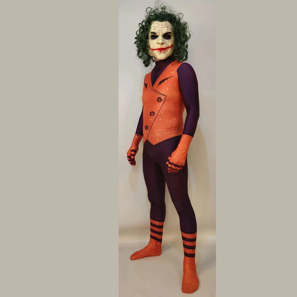 Костюм Джокера для косплея Zentai костюм Хэллоуина детей и взрослых мужские