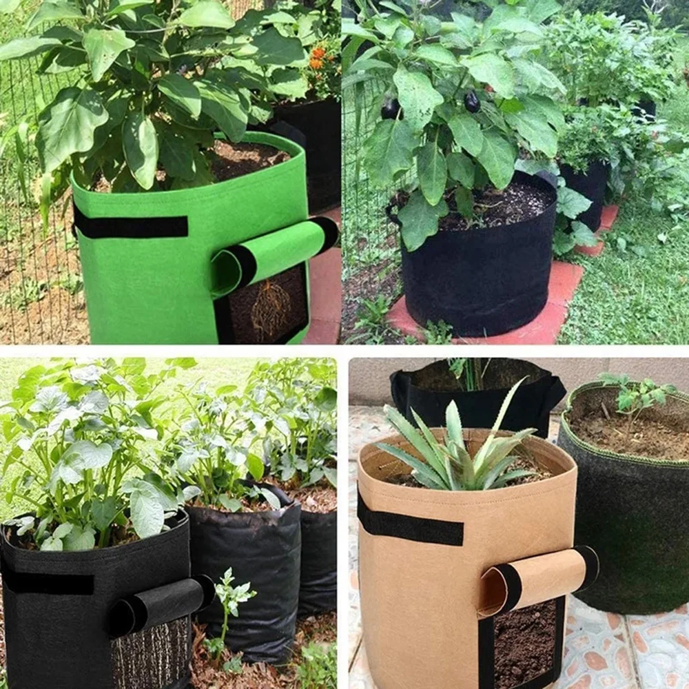 

4/7/10 Gallon Planting Bag Home Plant Grow Bags Fabric Planting Potato Bags Fruit Seed Moisturizing Bag Portable Garden Tool