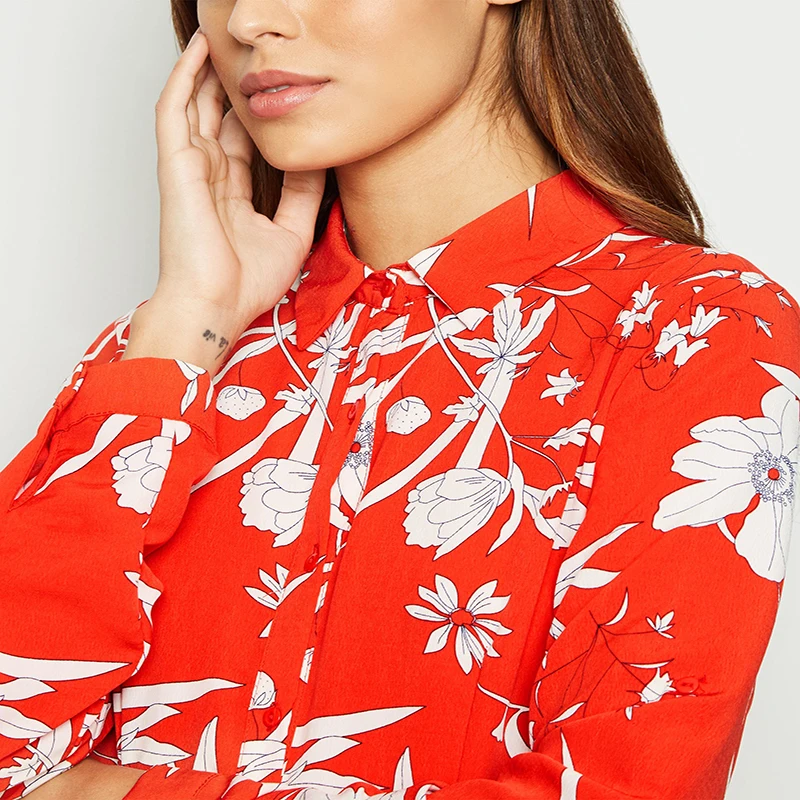 2020 Floral Print Long Women Dress Vintage Loose Female Buttons Shirt Elegant Turn Down Collar Ladies Office Split Dresses | Женская