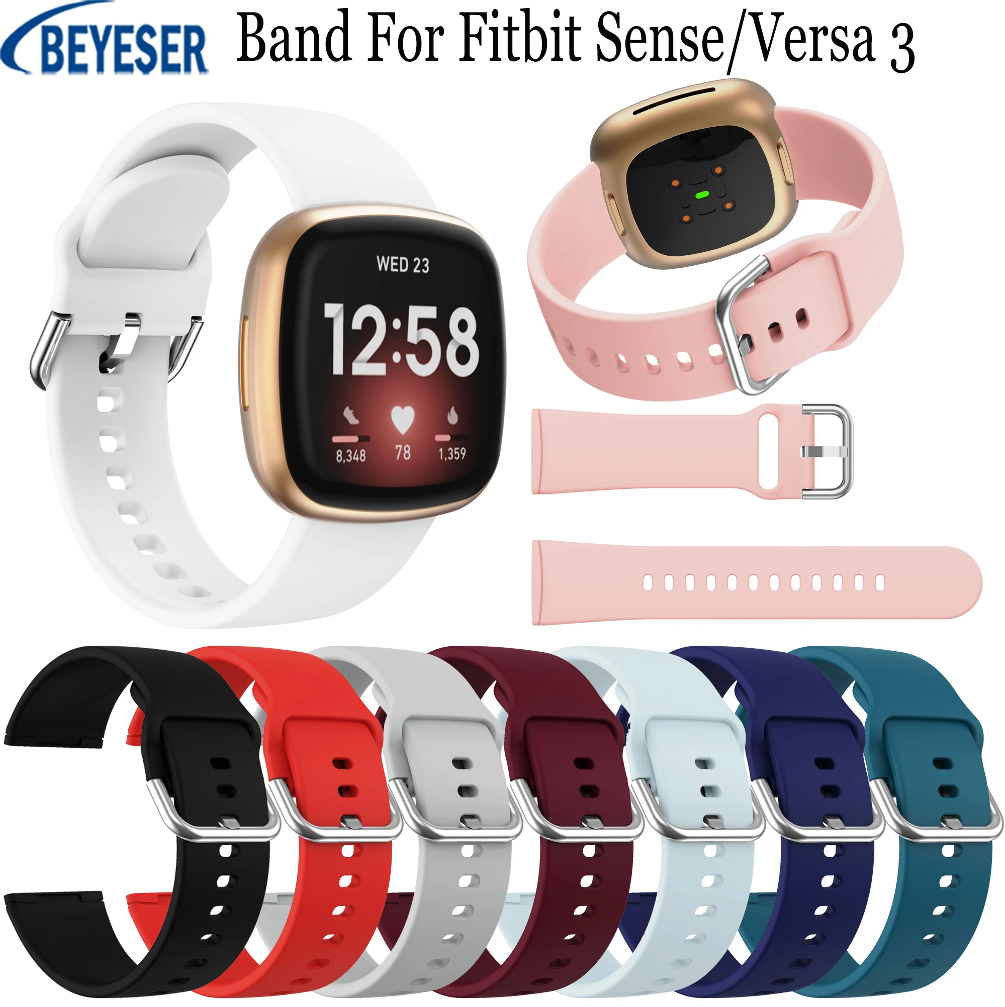 

Силиконовые спортивные браслеты, совместимые с Fitbit Versa 3, сменные браслеты для умных часов, аксессуары, браслет для браслета Fitbit Sense