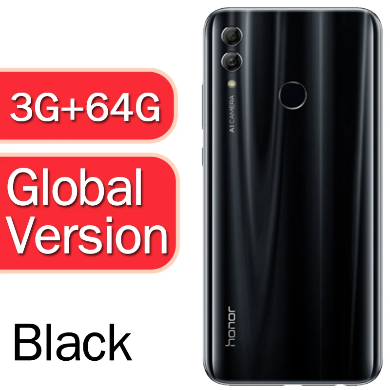 3g64g black Honor 10 Lite глобальная версия смартфона EMUI 9,0 полный экран 6,2" FHD 2340X1080 передний AI 24MP задний 13 МП - Цвет: 3g64g black