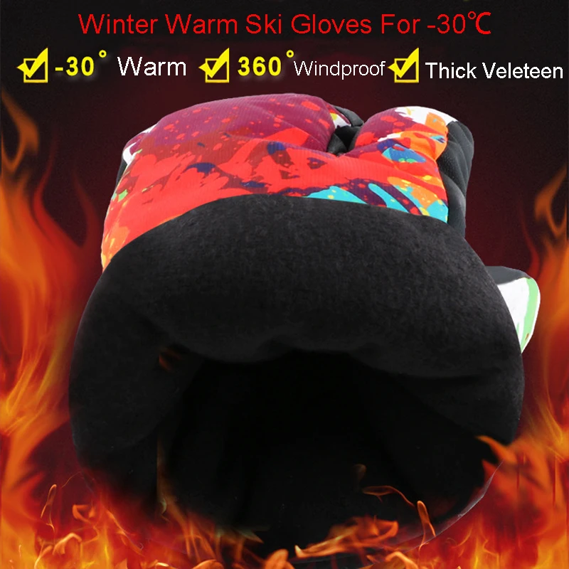 

Professional Snowboard Ski Gloves men women 3 Finger Mittens Winter -30 Skiing snowmobile windstopper snow Handschoemen monster