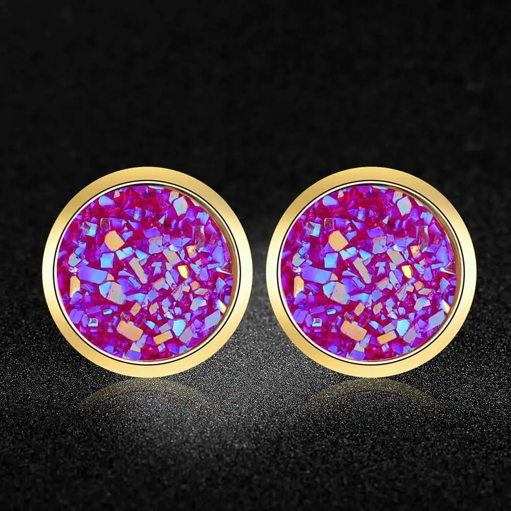 Женские серьги гвоздики из нержавеющей стали с полимерным