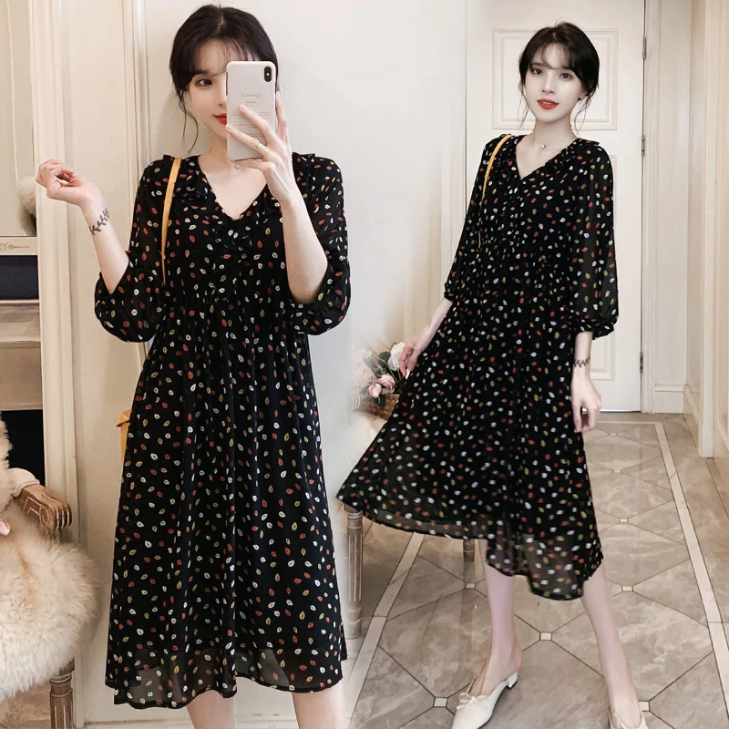 2020 Новое поступление весеннее платье для беременных женское в горошек больших