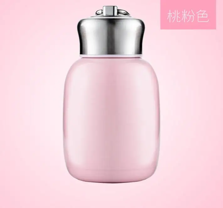 light pink 200 мл/280 мл мини милые кофейные вакуумные фляжки-термосы из нержавеющей стали для путешествий напиток воды термосы-бутылки чашки и кружки - Цвет: light pink