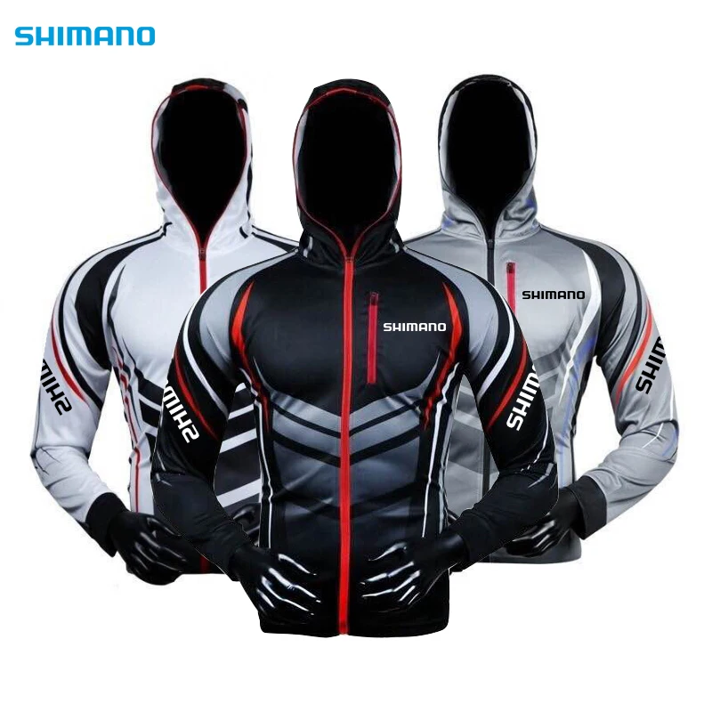 

Shimanos Fishing Shirt Anti UV Breathable Men Clothes Long Sleeve Hooded Fishing Clothing Outdoor Sports Hiking Fishing T-shirt