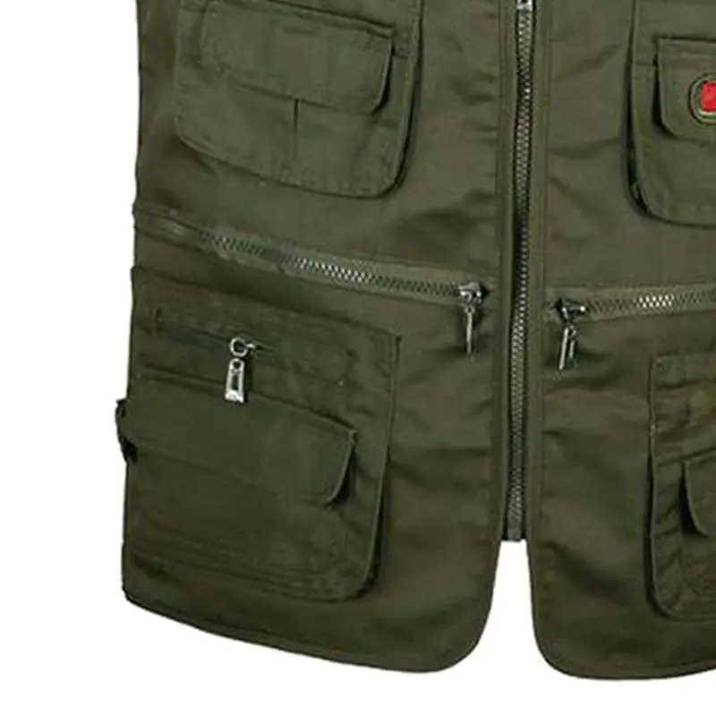 Мужская рыболовная жилетка с несколькими карманами на молнии для