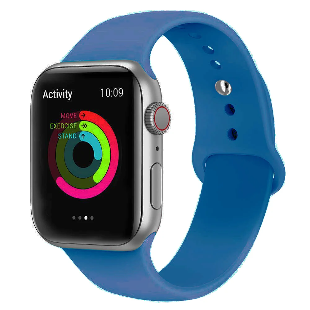 ocean blue Силиконовый ремешок для наручных часов Apple Watch, 42 мм, 38 мм, Версия 44 мм 40 мм резиновый браслет Ремешки черный ремешок наручных часов Iwatch серии 5/4/3/2/1 браслет - Цвет ремешка: ocean blue