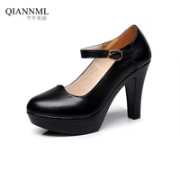 elegant block heel ol office ladies platform shoes spring fall 2022 high heels pumps for office dance footwear black white