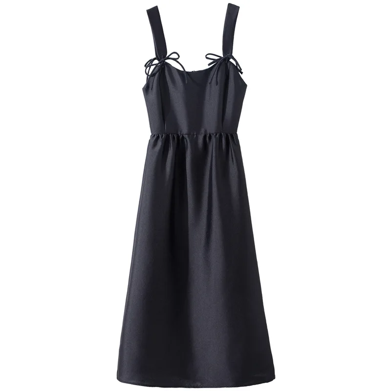 

L5921 2021 spring new sling lace up mid high waist swing fashion women's dress