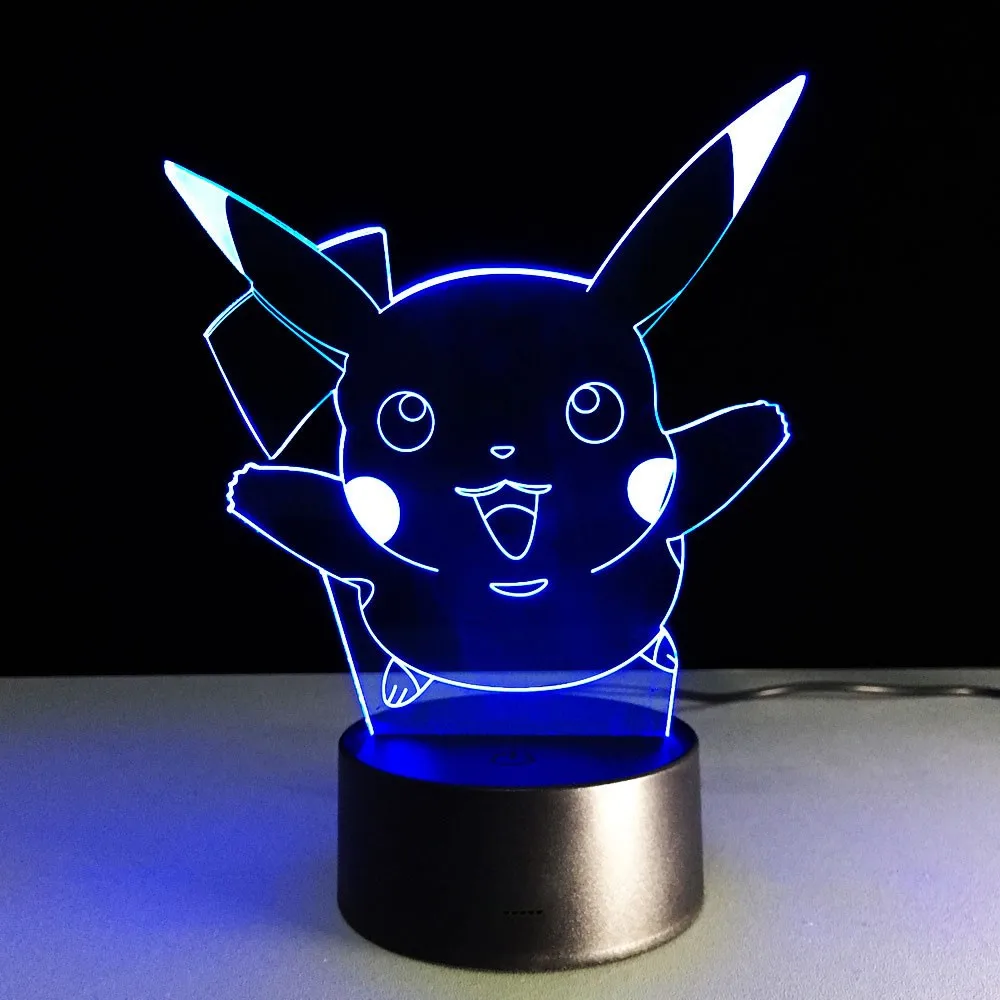 7 Colors Changeable Pokemon Umbreon 7 цветов лампа 3d визуальные светодиодные ночники дети сенсорный Usb настольная лампа Пикачу ребенок Покемон го фигурка - Испускаемый цвет: 7 Colors Changeable