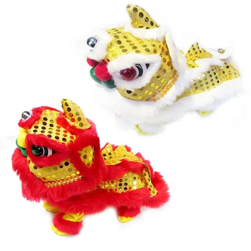 

Chinese Style Lions Dance Motion Sensor Electric Plush Toy Stuffed Doll Wiggling Lions Novelty Gift for Friends Family Festive