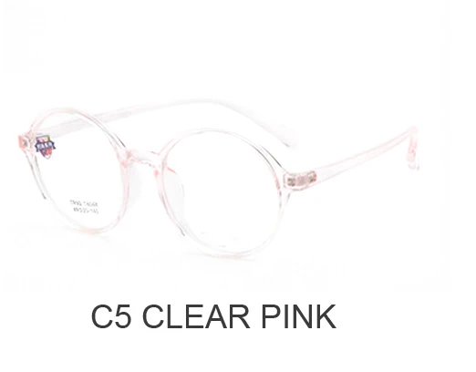C5 PINK Ретро круглые очки маленькие очки для лица корейский черный стиль BSX8048 Свет Tr90 оптическая рамка может сделать близорукость очки - Цвет оправы: C5 PINK