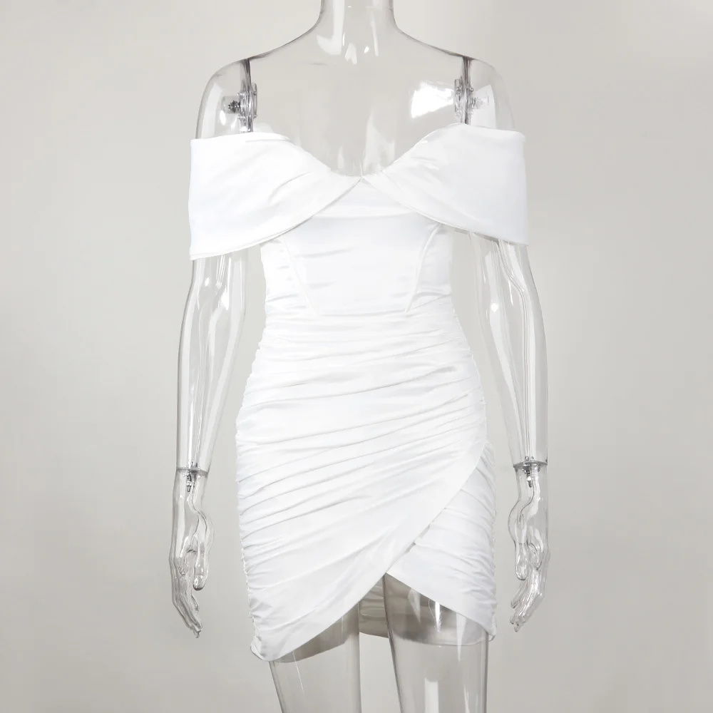 Платье Karlofea женское атласное милое вечернее облегающее мини-платье с запахом в