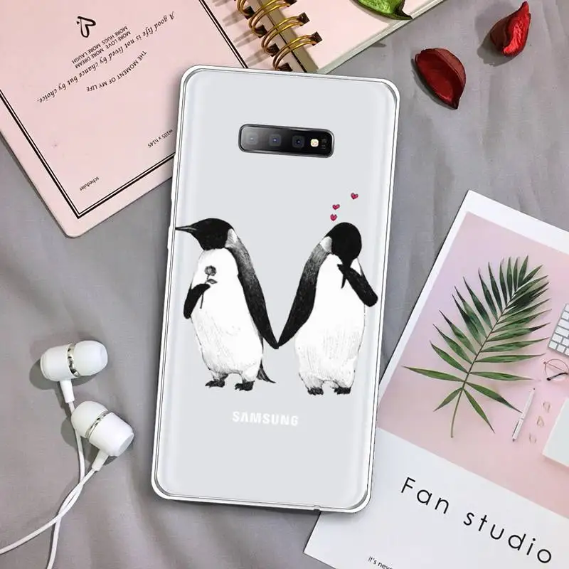 

Lovely Penguin Polar Bear Phone Case Transparent For Samsung Galaxy S A 5 7 8 9 2015 20 edge plus 10 e lite 2019
