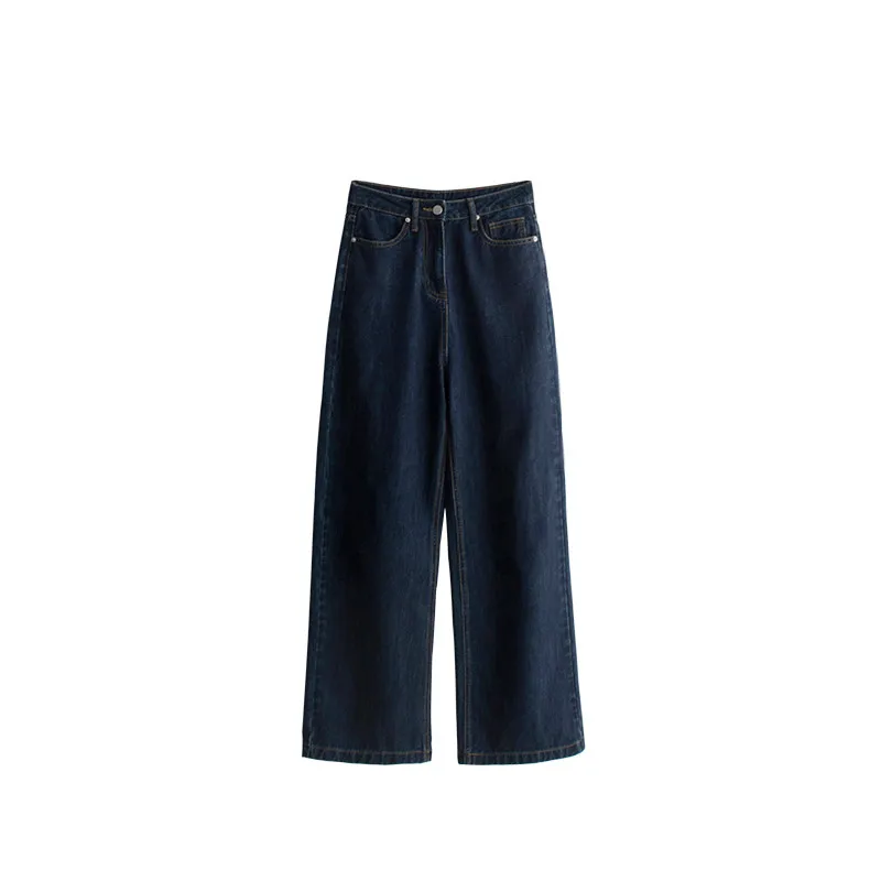 

Fall 2020 new women's straight high-waist denim loose wide-leg pants women's thin thick crotch wide pants