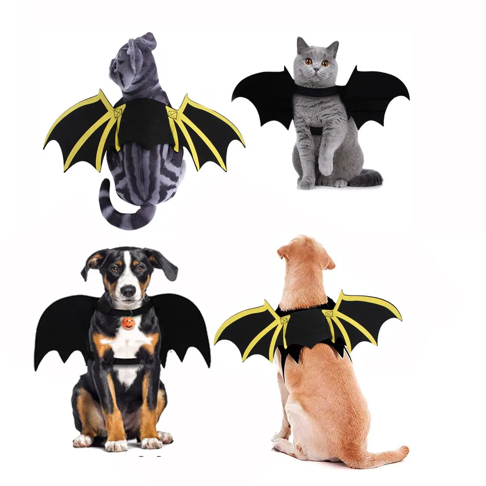 

Шлейка с крыльями летучей мыши, с колокольчиками-тыквами, наряды для кошек и собак, Хэллоуин, костюмы для Хэллоуина для собак
