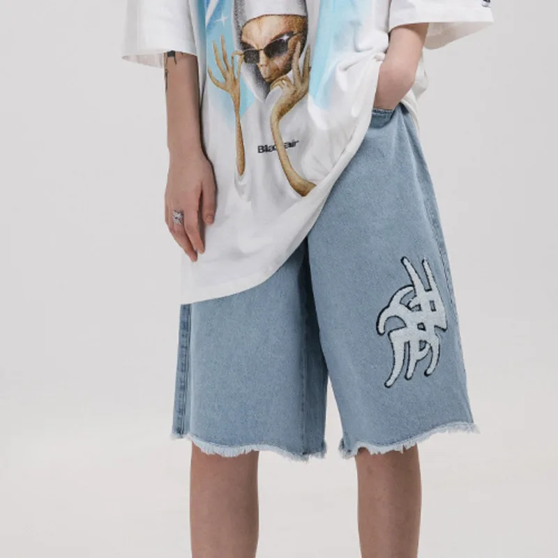 Шорты IEFB мужские с вышивкой повседневные штаны до колена буквенным принтом