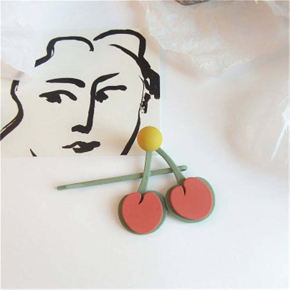 

Fashion Korean Alloy Three-dimensional Frosted Cherry Hair Clip Retro Sweet Girl Bangs Clips Accessories Headwear Styling Tools