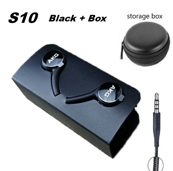 S10 black with box Наушники AKG EO IG955 в уши 3,5 мм/тип-c с микрофоном Проводная гарнитура для SAMSUNG Galaxy note10 S10/S10+ S9 S8/S8+ S7 huawei xiaomi - Цвет: S10 black with box