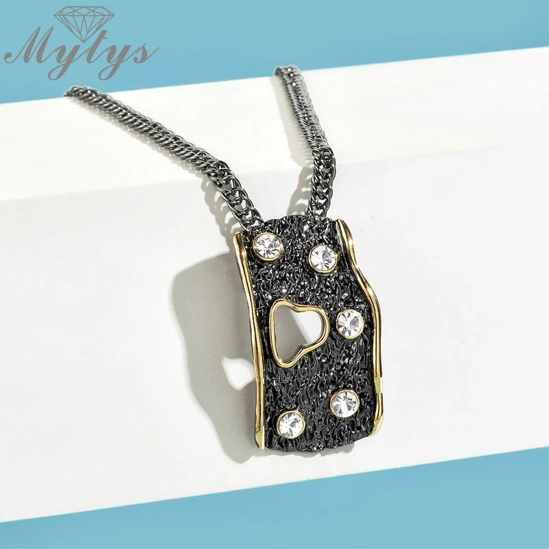 Mytys два стиля антикварное ожерелье черный цвет геометрическое квадратное дерево