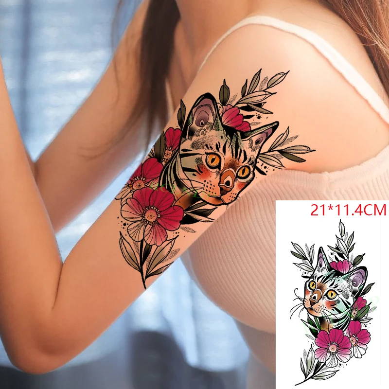 Waterproof Temporary Tattoo Stickers Butterfly Tiger Face Cat Animal Fake Tatto Flash Tatoo Body Art for Women Men images - 3