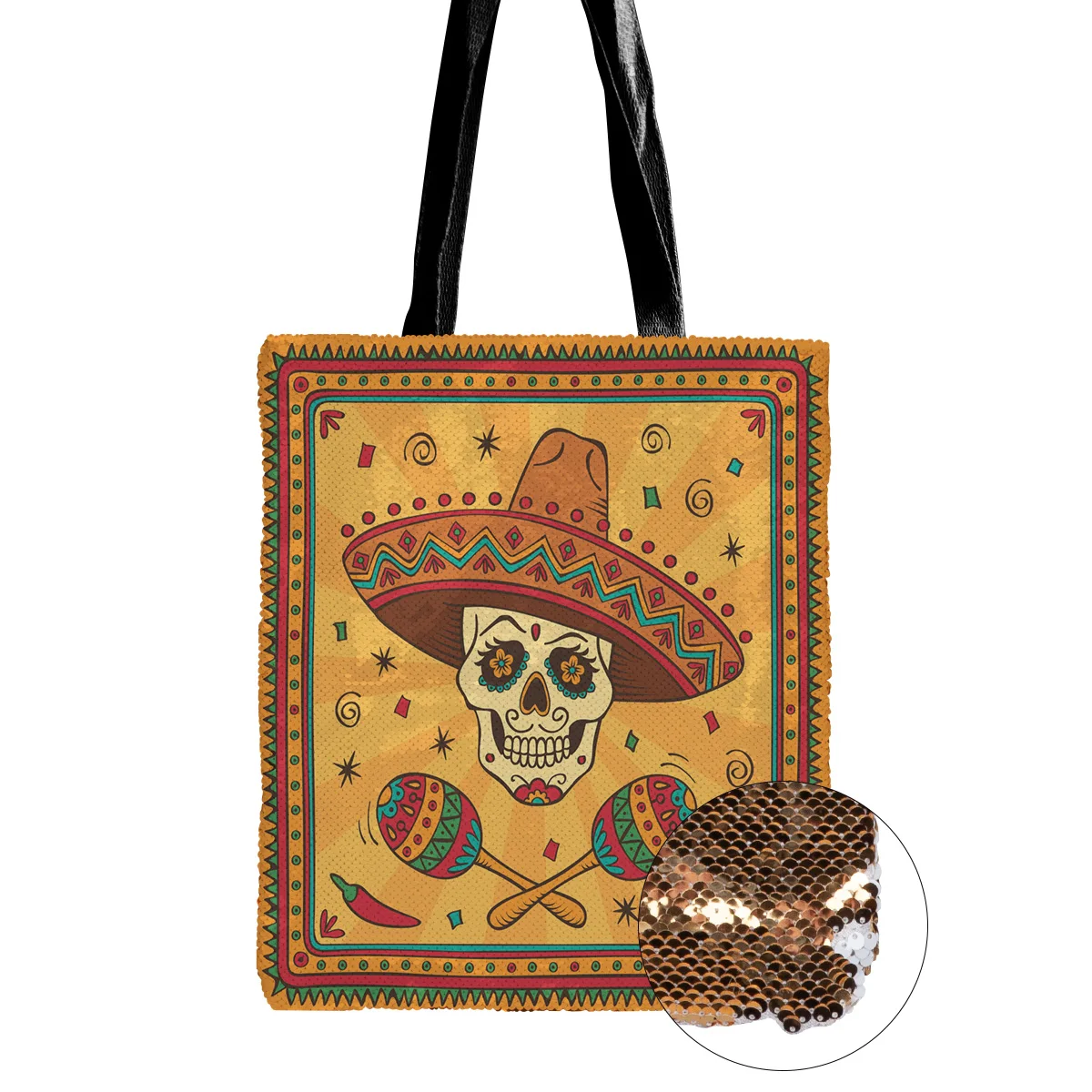 Мексиканская ковбойская сумка через плечо с черепом новинка на одно тканевая