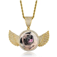 trendy wing photo custom necklaces pendants for women men hip hop tennis chains necklaces cubic zircon collier jewelry