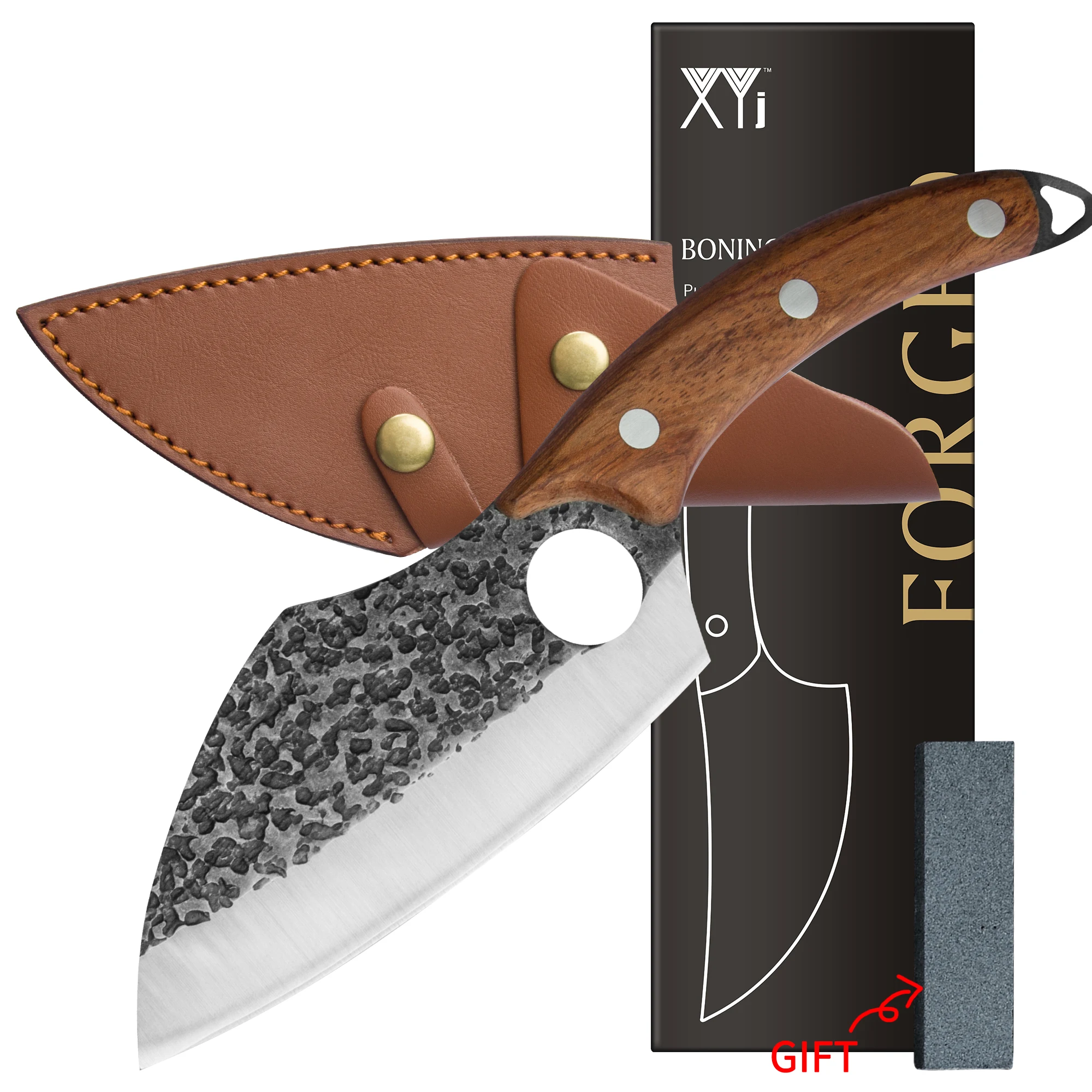 

Xyj 6'' Slicing Knife Meat Cleaver Stainless Steel Knife Full Tang Slicer Matte Blade Cooking Knife Camping Tools With Gift Box