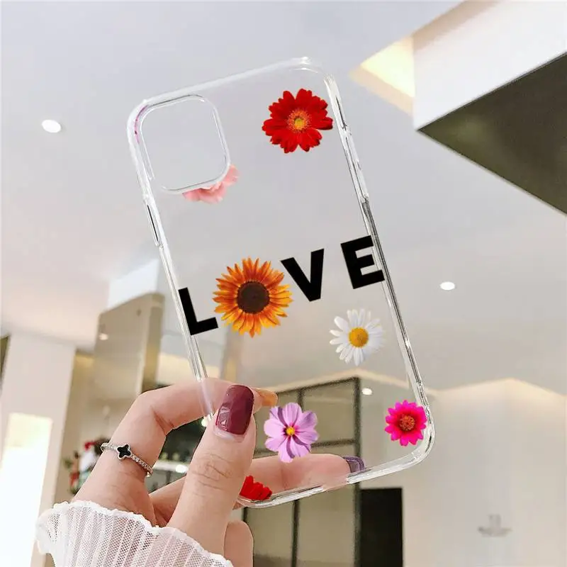 

Cute cartoon daisy flower Phone Case Transparent soft For iphone 5 5s 5c se 6 6s 7 8 11 12 plus mini x xs xr pro max