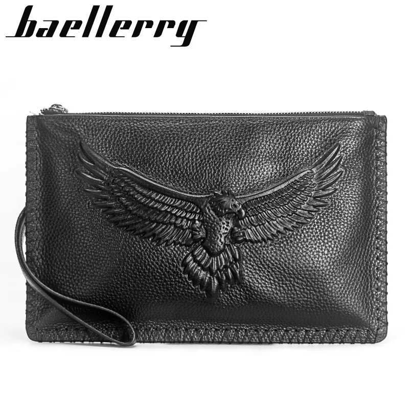 Мужской кошелек из натуральной кожи удлиненный клатч воловьей на молнии деловой